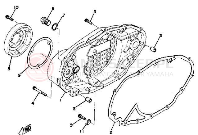 Schemat "Pokrywa silnika" do Yamaha TX500