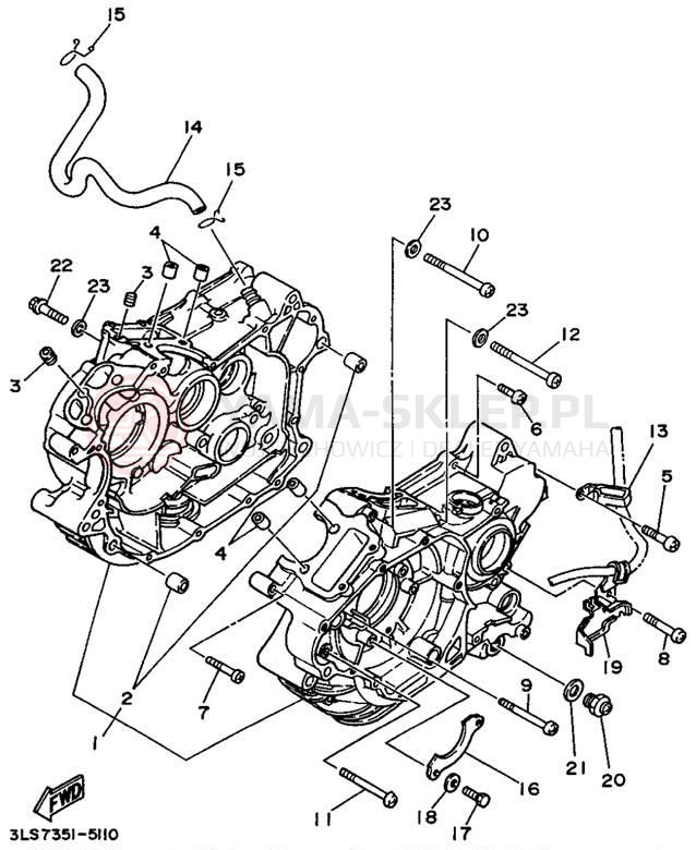Schemat "Obudowa silnika" do Yamaha VIRAGO 250 XV250G/XV250GC