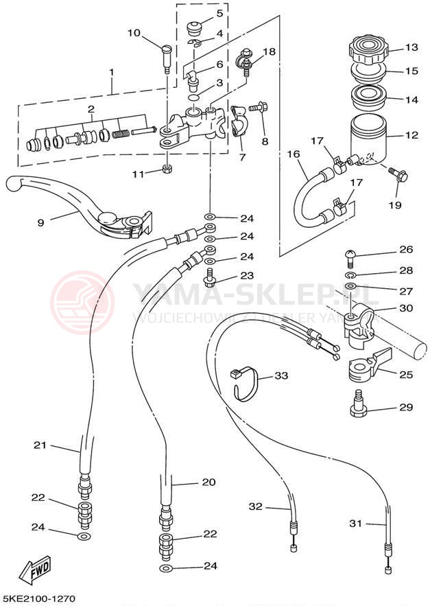 Schemat "Pompa hamulcowa przednia" do Yamaha TZ250 TZ250N