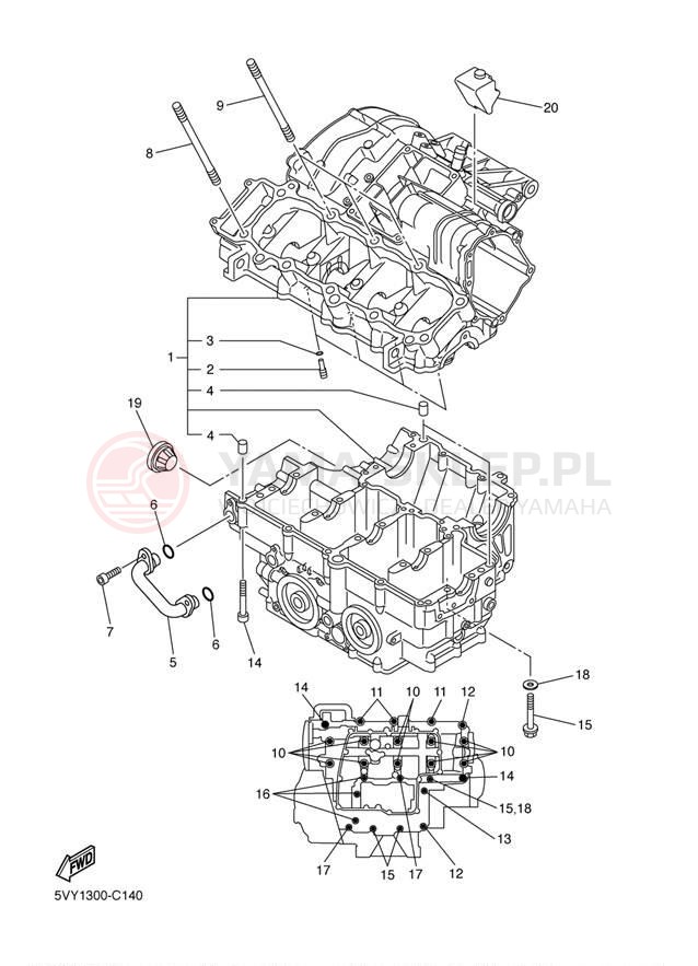 Schemat "Obudowa silnika" do Yamaha YZF-R1 YZFR1TC/YZFR1T