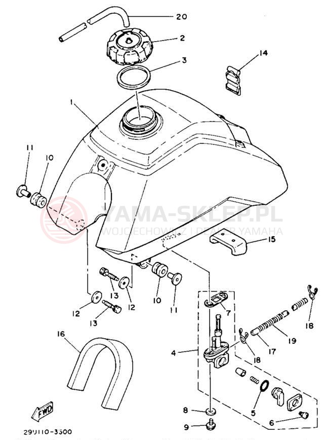 Schemat "zbiornik paliwa" do Yamaha YTM225DXL