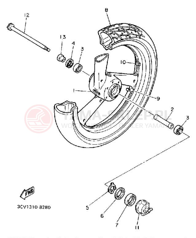 Schemat "Koło przód" do Yamaha FJ1200A/FJ1200AC