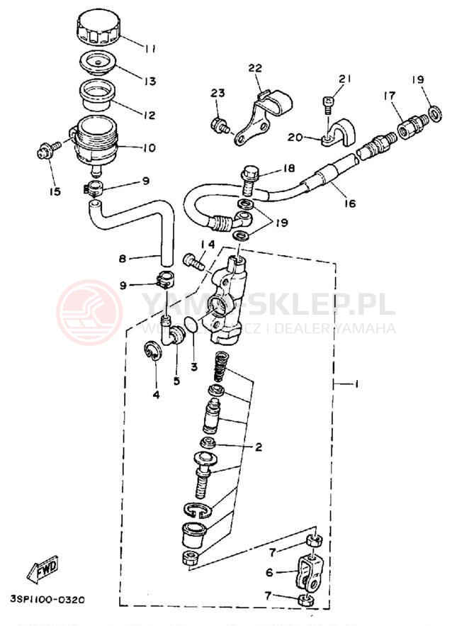 Schemat "Pompa hamulcowa tył" do Yamaha YZ250A