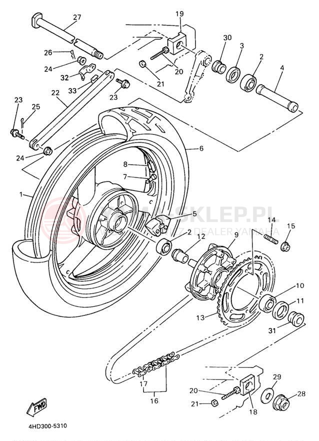 Schemat "Koło tył" do Yamaha YZF750RKC/YZF750RK