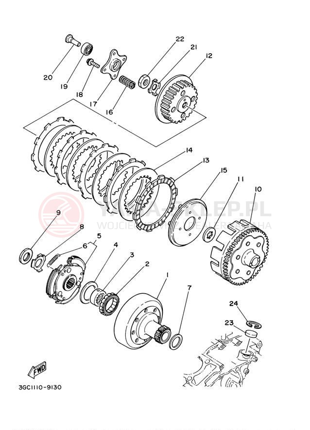 Schemat "sprzęgło" do Yamaha BIG BEAR 250 YFM25BW