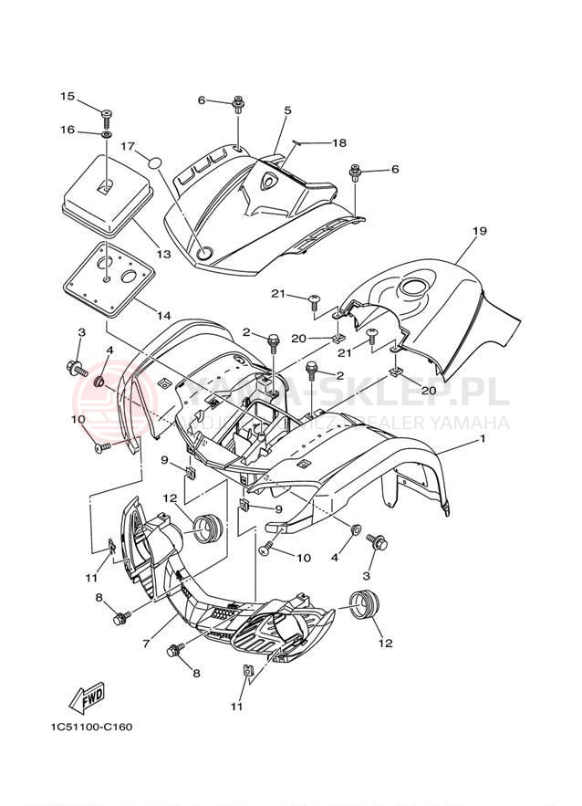 Schemat "Przedni błotnik" do Yamaha GRIZZLY 125 YFM125S