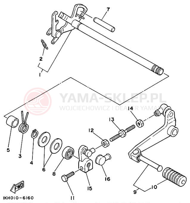 Schemat "Dźwignia zmiany biegów, wałek" do Yamaha SEROW XT225L/XT225LC