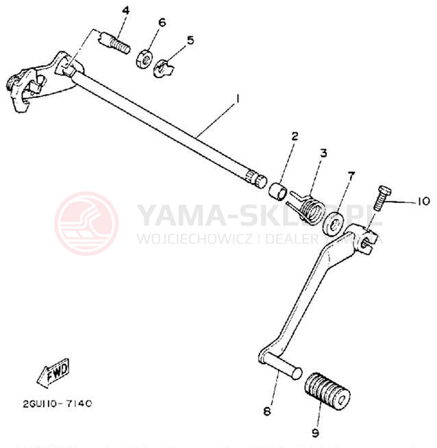 Schemat "Dźwignia zmiany biegów, wałek" do Yamaha BANSHEE YFZ350D_MN