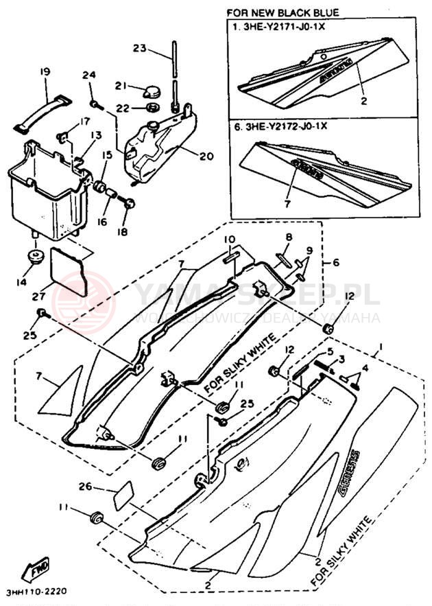 Schemat "Pokrywa boczna" do Yamaha FZR600RDC