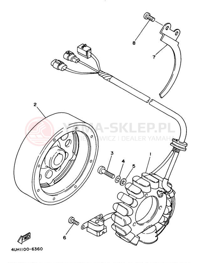 Schemat "prądnica" do Yamaha YFM350FWJ