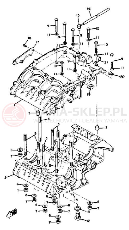 Schemat "Obudowa silnika" do Yamaha RD350B