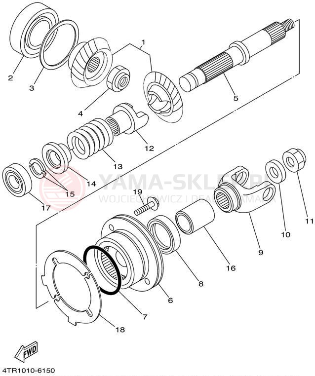 Schemat "Przeniesienie napędu" do Yamaha V-STAR CUSTOM XVS650NC/XVS650N