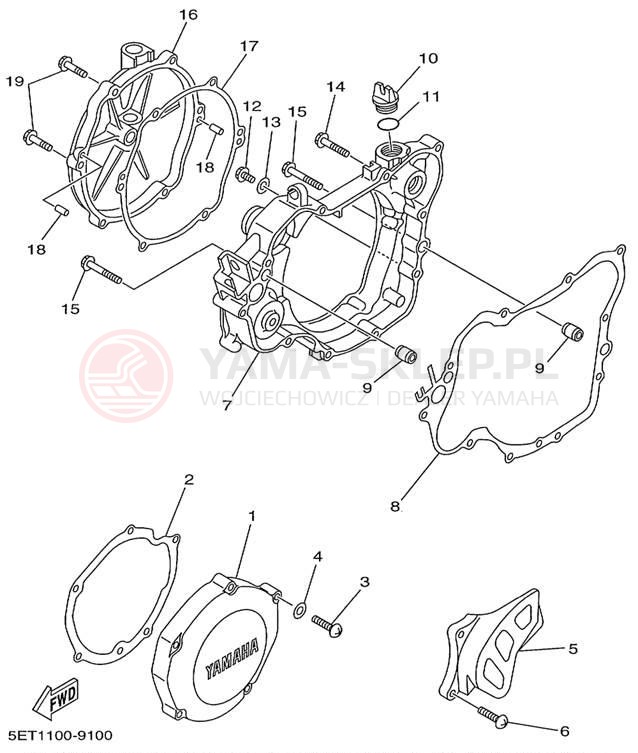 Schemat "Pokrywa silnika" do Yamaha YZ125 YZ125L1