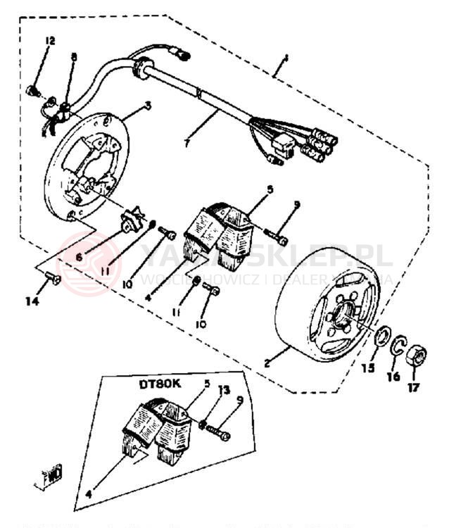 Schemat "Moduł zapłonowy - cewka" do Yamaha DT80H