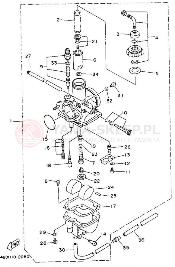 Schemat "Gaźnik" do Yamaha TIMBERWOLF 2WD YFB250E