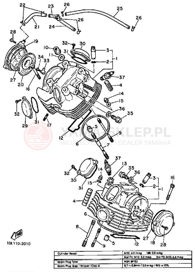 Schemat "głowica" do Yamaha MIDNIGHT VIRAGO 750 XV750MK