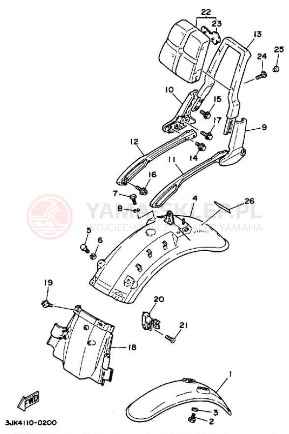 Schemat "błotnik" do Yamaha VIRAGO 1100 XV1100AC/XV1100A