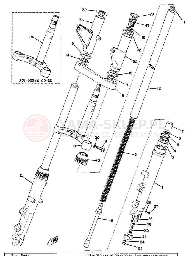 Schemat "Amortyzatory przód" do Yamaha TX500
