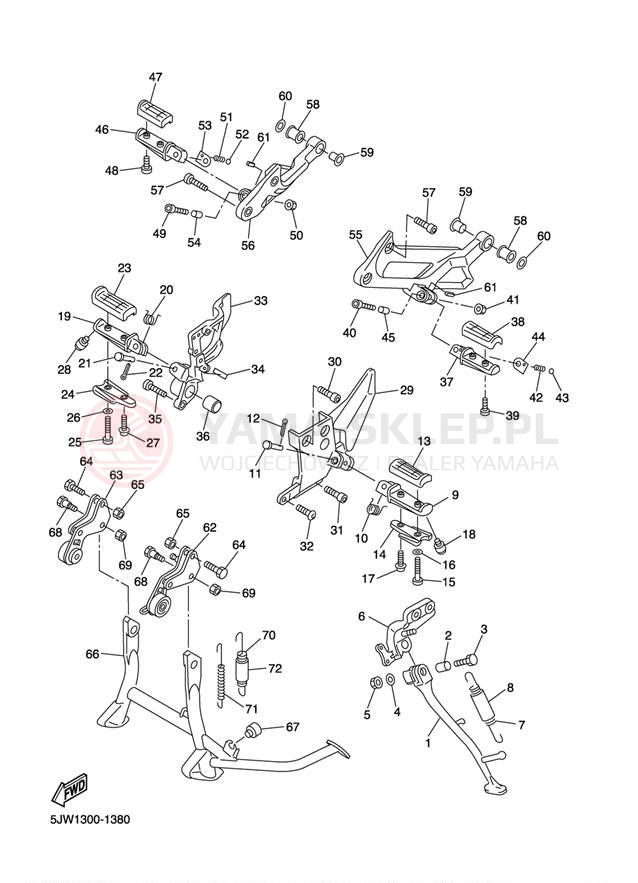 Schemat "Stopka postojowa i podnóżki" do Yamaha FJR1300 FJR13T/FJR13TC