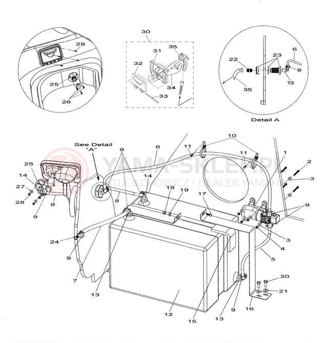 Schemat "SHOWER PIPING" do Yamaha 232 LIMITED SXT1100HH