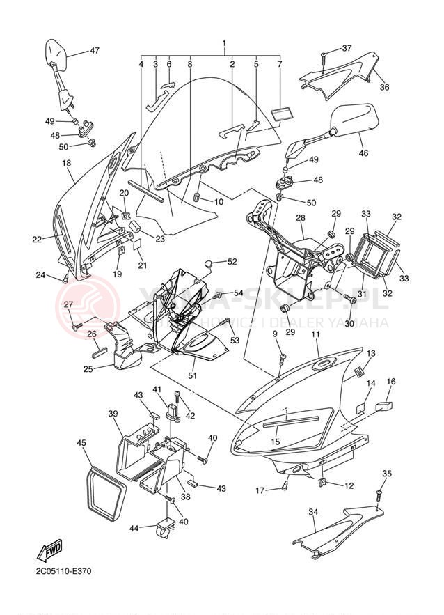 Schemat "elementy nadwozia" do Yamaha R6 CA YZFR6WC/YZFR6W