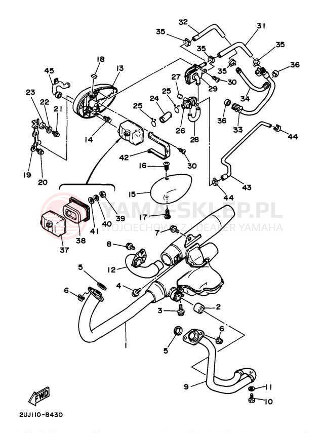 Schemat "Wydech końcowy" do Yamaha VIRAGO 250 XV250JC/XV250J