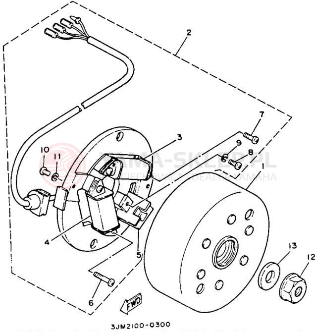 Schemat "prądnica" do Yamaha BLASTER YFS200D_MN