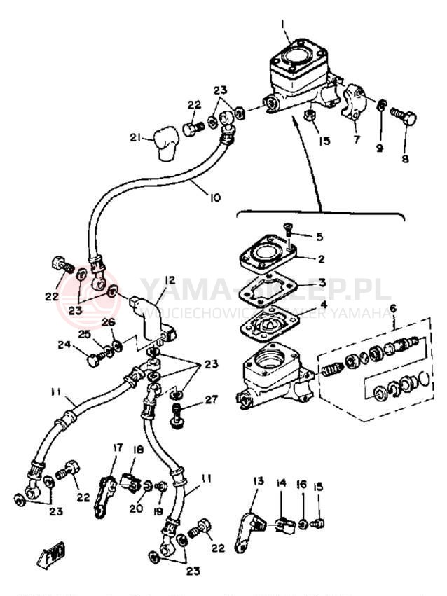 Schemat "Pompa hamulcowa przednia" do Yamaha XS1100SG