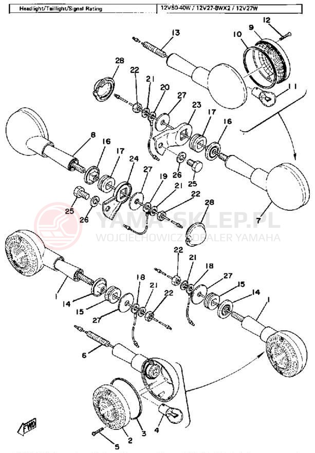 Schemat "kierunkowskazy" do Yamaha XS500 XS500E
