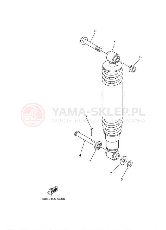Schemat "zawieszenie tył" do Yamaha BEARTRACKER YFM25XS