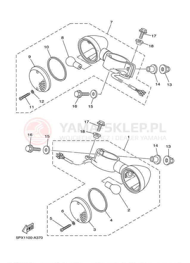 Schemat "kierunkowskazy" do Yamaha XV17PCP/XV17PCPC