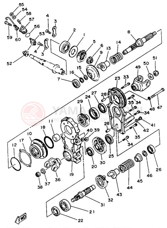 Schemat "Przeniesienie napędu" do Yamaha BIG BEAR 4WD YFM350FWE