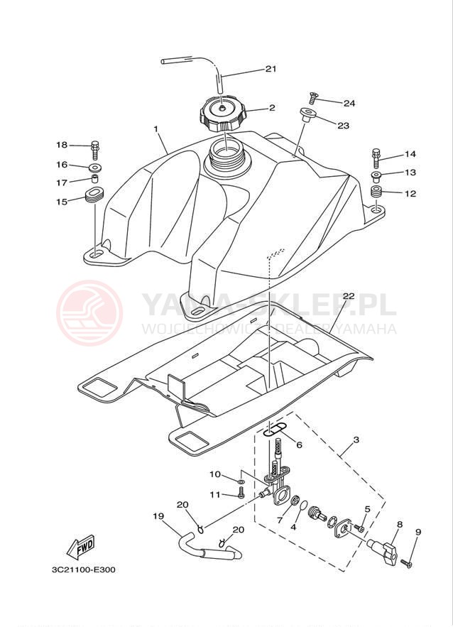 Schemat "zbiornik paliwa" do Yamaha WOLVERINE 450 4WD YFM45FXZW