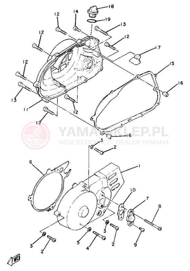 Schemat "Pokrywa silnika" do Yamaha YZ80H