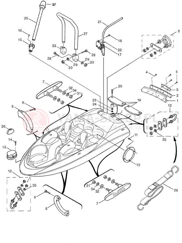 Schemat "HULL DECK FITTINGS" do Yamaha LS2000 LST1200Z