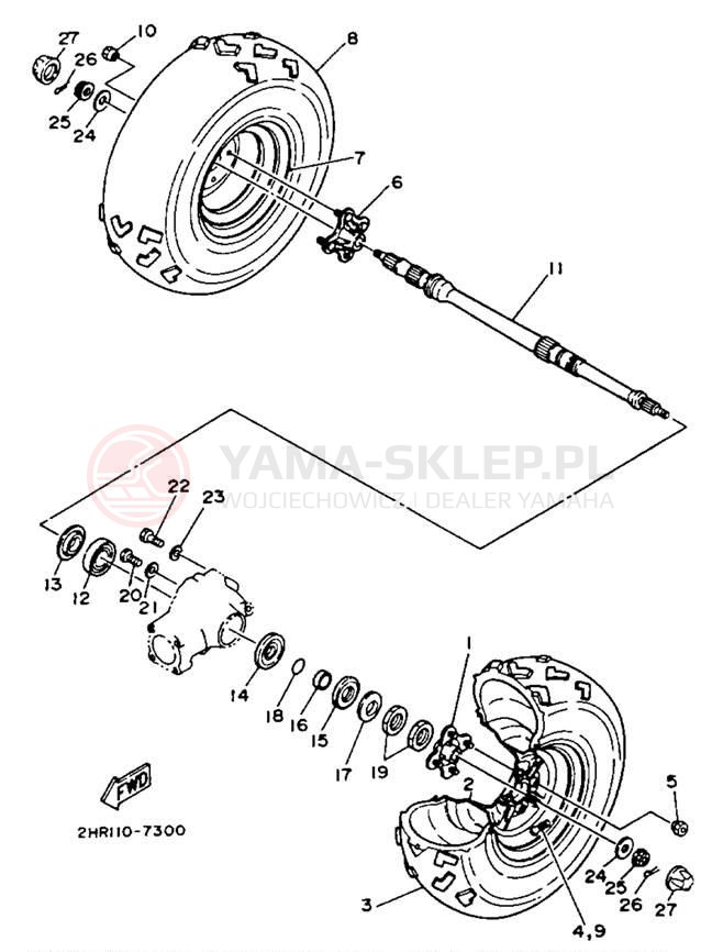 Schemat "Koło tył" do Yamaha BIG BEAR 4WD YFM350FWE