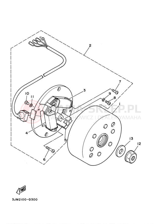 Schemat "prądnica" do Yamaha BLASTER YFS200M