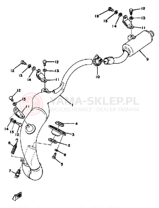 Schemat "Wydech końcowy" do Yamaha YZ125A