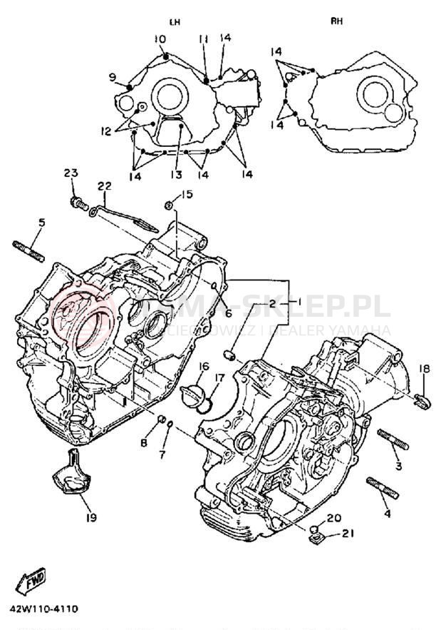 Schemat "Obudowa silnika" do Yamaha VIRAGO 700 XV700L/XV700LC