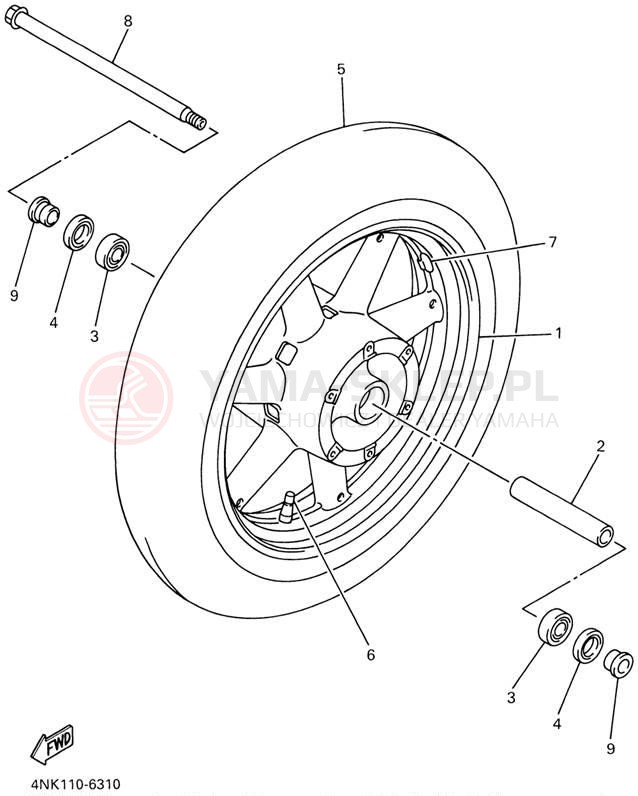 Schemat "Koło przód" do Yamaha XVZ13LTLC/XVZ13LTL
