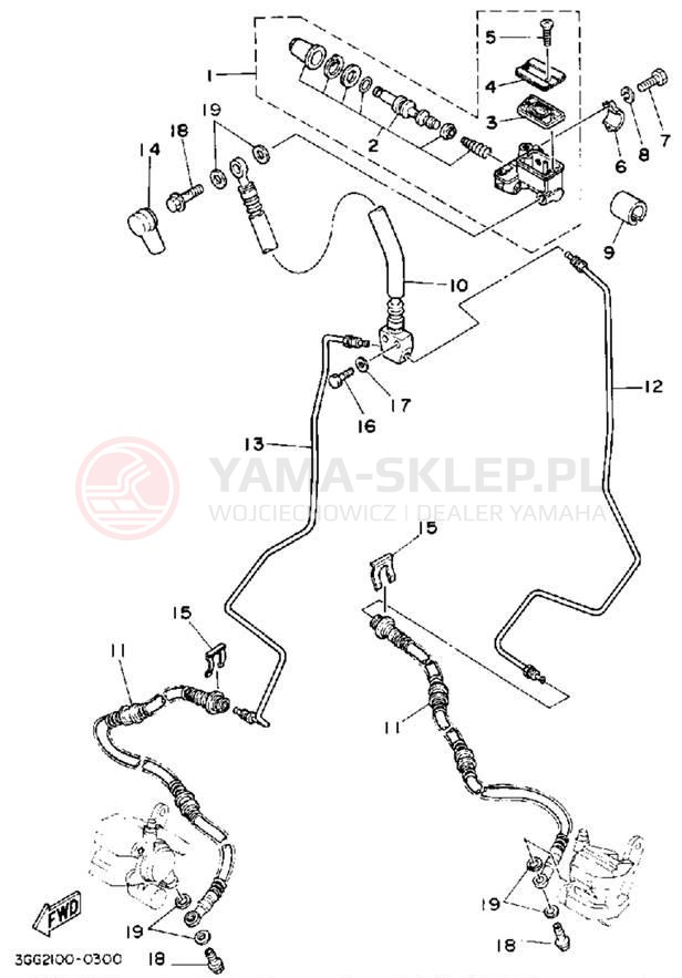 Schemat "Pompa hamulcowa przednia" do Yamaha YFZ350D