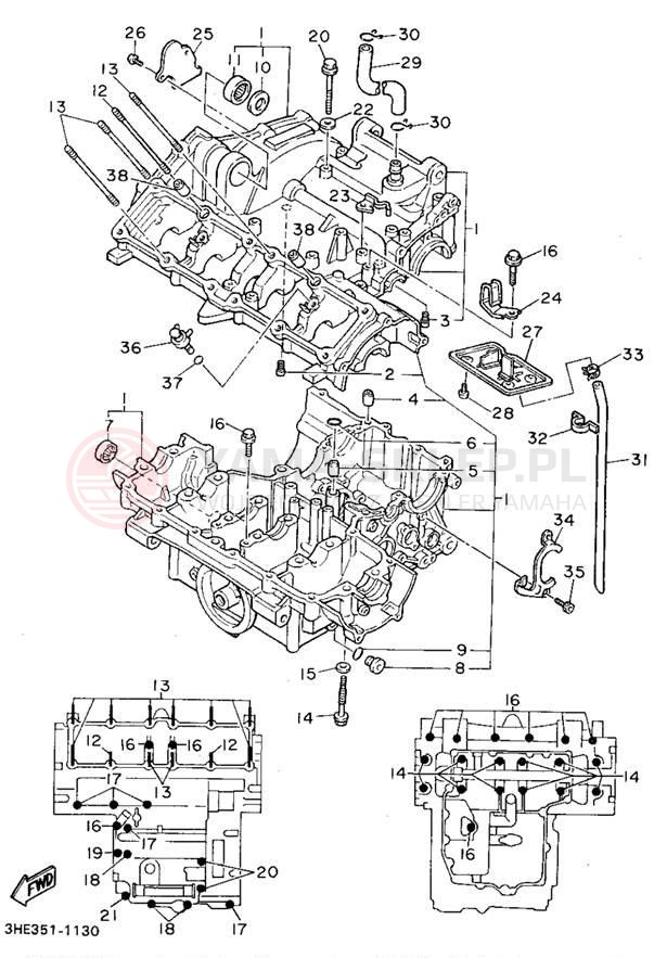 Schemat "Obudowa silnika" do Yamaha FZR600RG/FZR600RGC