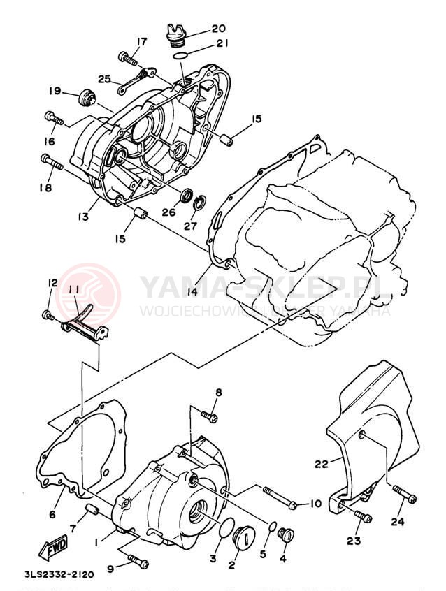 Schemat "Pokrywa silnika" do Yamaha VIRAGO 250 XV250JC/XV250J