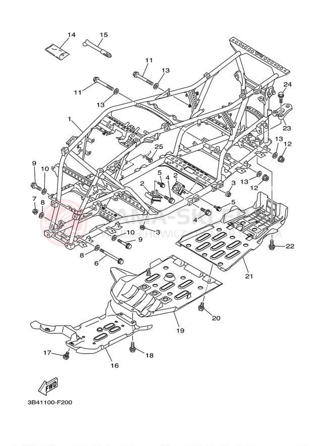 Schemat "rama" do Yamaha GRIZZLY 700 DUCKS YFM7FGPDUW