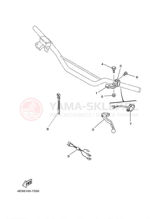Schemat "Kierownica i osprzęt" do Yamaha YZ80 YZ80M1