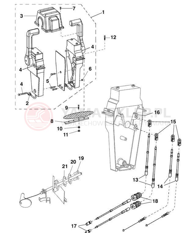Schemat "Cięgna gazu" do Yamaha SX230 SRT1000AD