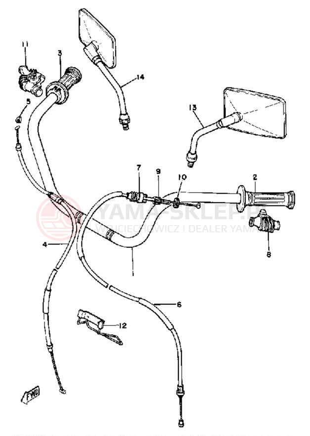 Schemat "Kierownica i osprzęt" do Yamaha XS1100SH