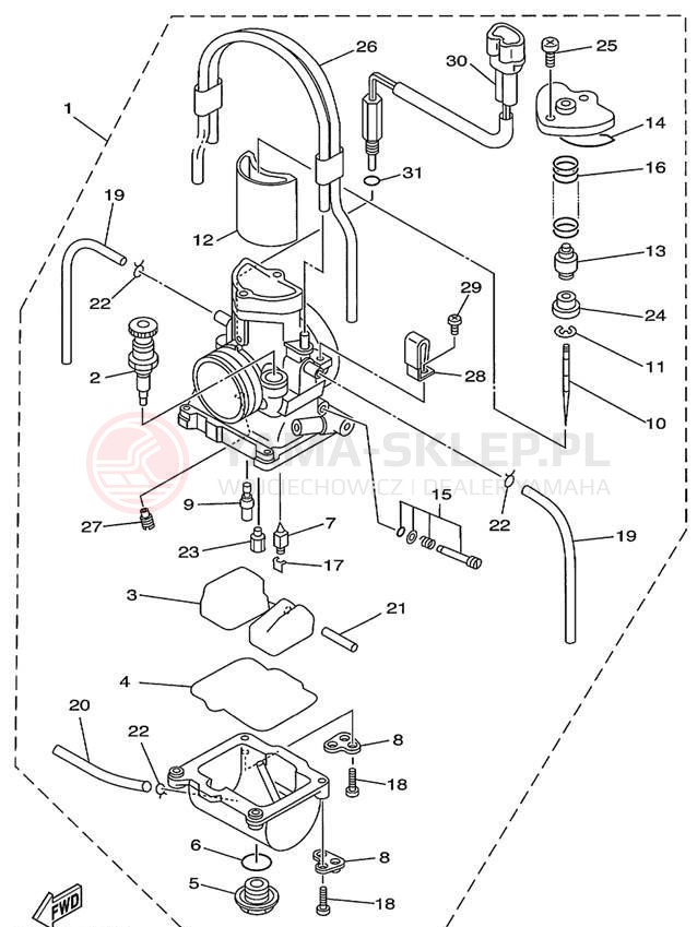 Schemat "Gaźnik" do Yamaha COMPETITION YZ250L1