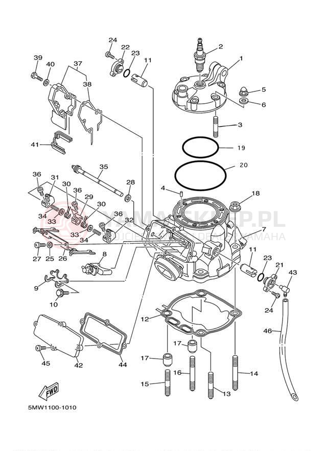Schemat "głowica" do Yamaha YZ250 YZ250N1