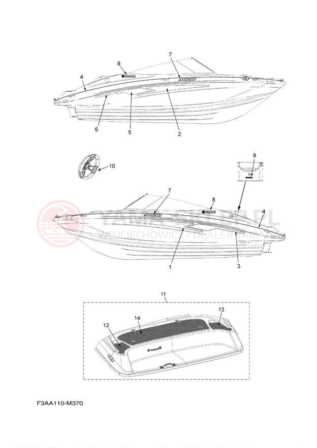 Schemat "Naklejki" do Yamaha AR190 EARLY RX1800AM/RX1800BM